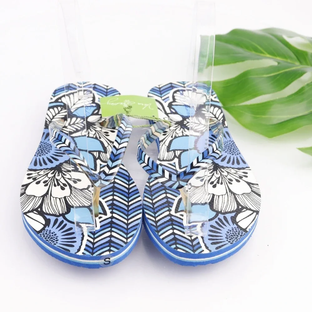 Vera Bradley Womens Sandals Size 6 Blue Bayou Thong Flip Flop Slide Paisley Shoe